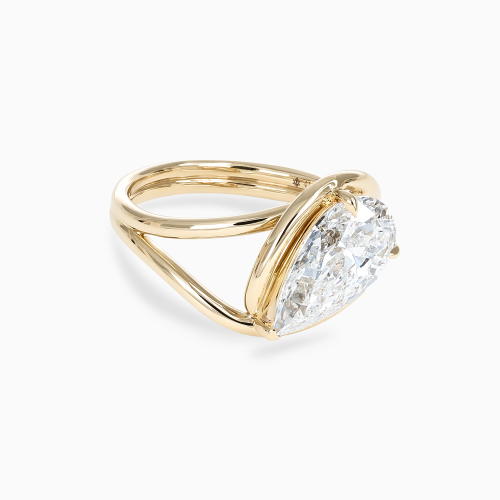 Pear Diamond Split-Shank Bypass Solitaire Ring, Lab-Grown