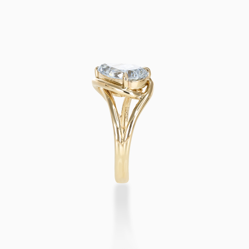 Pear Diamond Split-Shank Bypass Solitaire Ring, Lab-Grown