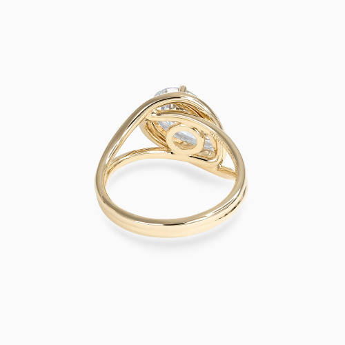 Pear Diamond Split-Shank Bypass Solitaire Ring, Lab-Grown