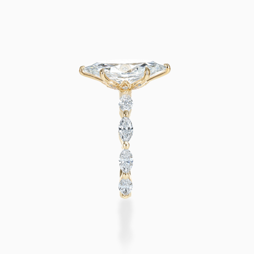 Marquise Diamond Accented Hidden Halo Ring, Lab-Grown