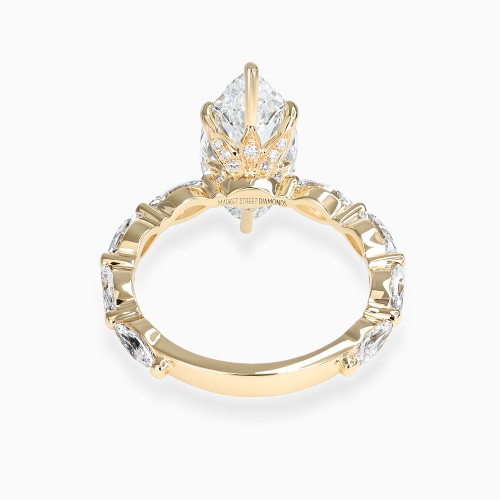 Marquise Diamond Accented Hidden Halo Ring, Lab-Grown