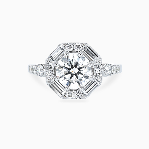 Art Deco–Inspired Octagonal Halo Diamond Ring, Lab-Grown