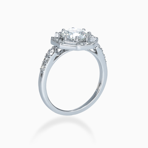 Art Deco–Inspired Octagonal Halo Diamond Ring, Lab-Grown
