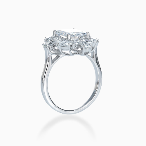 Botanical Halo Emerald-Cut Diamond Ring, Lab-Grown