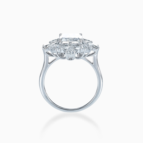Botanical Halo Emerald-Cut Diamond Ring, Lab-Grown