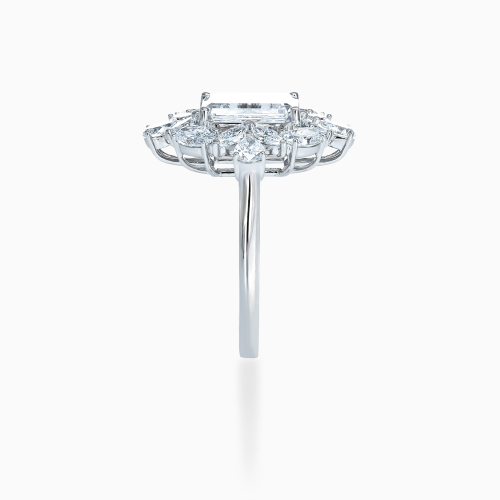 Botanical Halo Emerald-Cut Diamond Ring, Lab-Grown