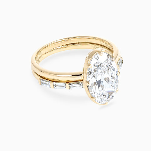 Oval Diamond Solitaire Bridal Ring Set, Lab-Grown
