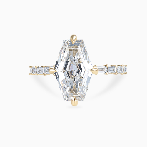 Accented Elongated Hexagon Diamond Ring, Lab-Grown