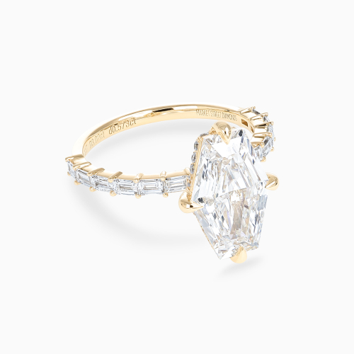 Accented Elongated Hexagon Diamond Ring, Lab-Grown