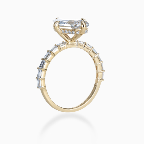 Accented Elongated Hexagon Diamond Ring, Lab-Grown