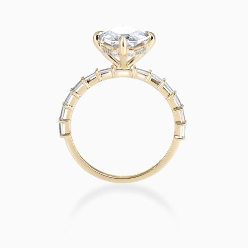 Accented Elongated Hexagon Diamond Ring, Lab-Grown