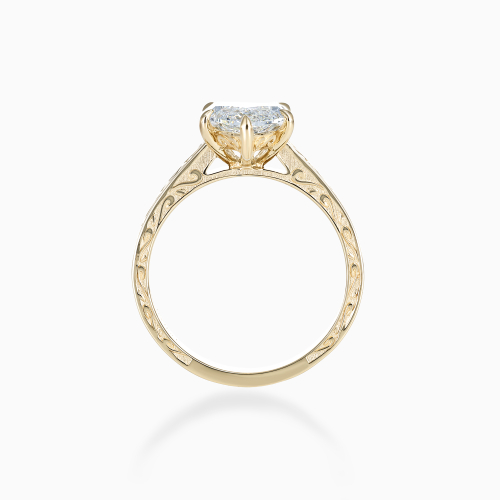 Marquise Diamond Solitaire Scroll-Engraved Ring, Lab-Grown