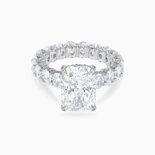 Cushion Diamond Hidden Halo Eternity Engagement Ring