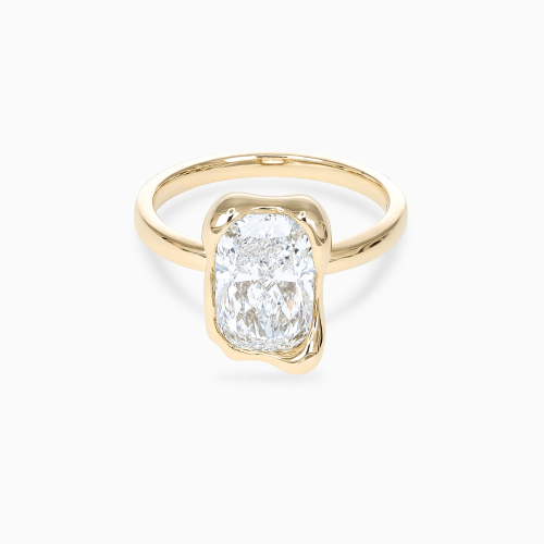 Cushion Diamond Surrealist Bezel Solitaire Engagement Ring