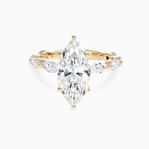 Marquise Diamond Accented Hidden Halo Ring, Lab-Grown
