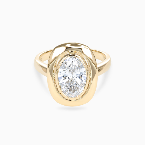 Oval Diamond Double-Frame Bezel Solitaire Engagement Ring