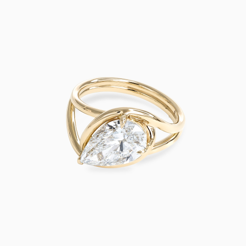 Pear Diamond Split-Shank Bypass Solitaire Ring, Lab-Grown