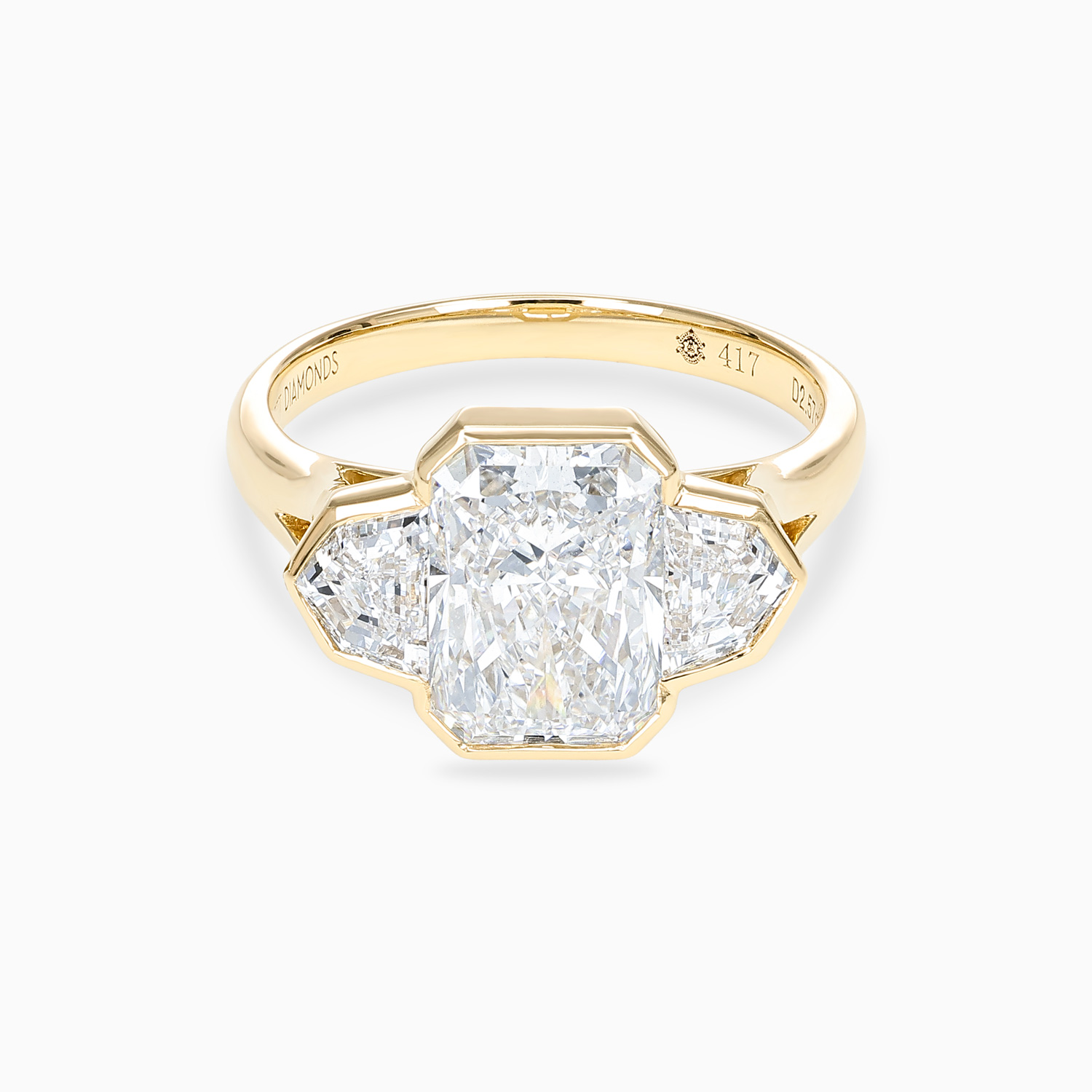 Cadillac and Radiant-Cut Diamond Unified Bezel Engagement Ring