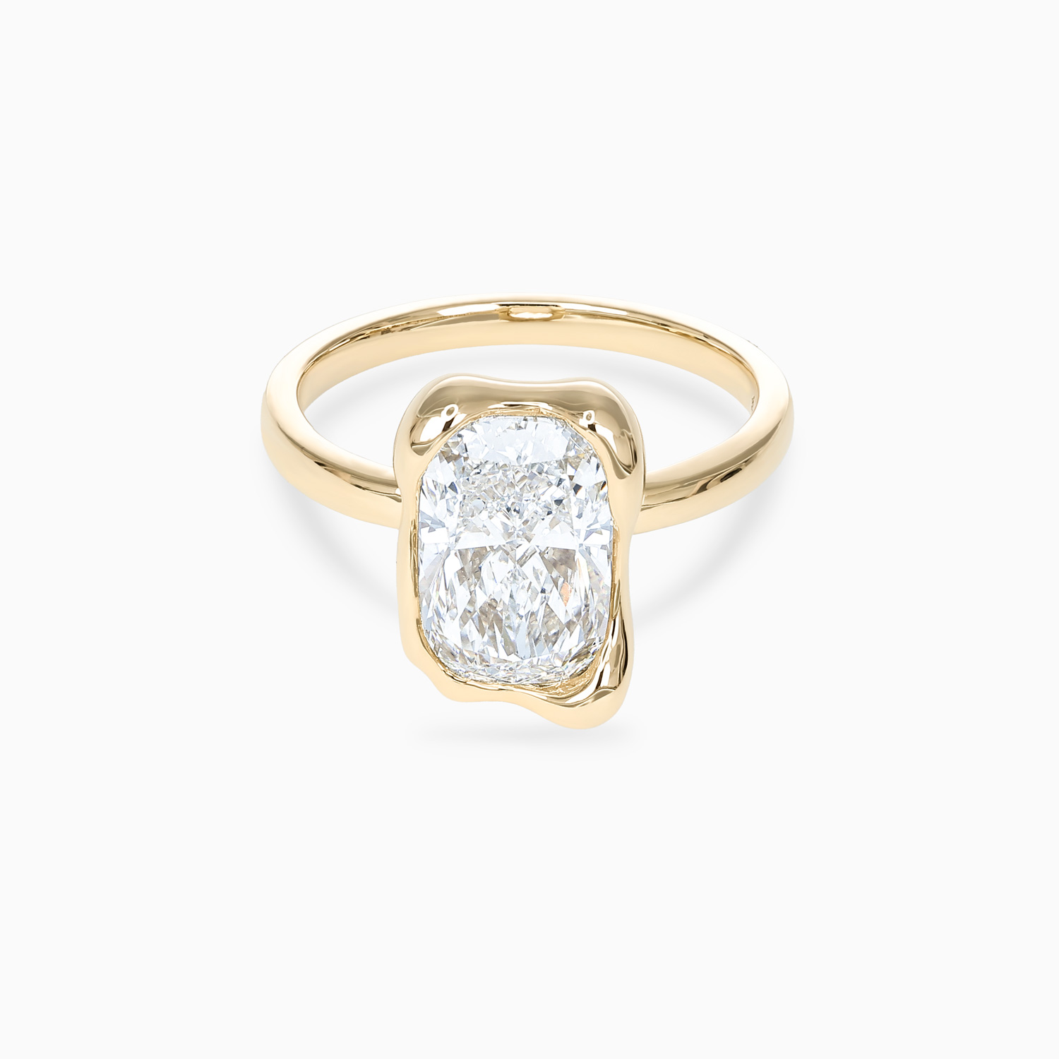 Cushion Diamond Surrealist Bezel Solitaire Engagement Ring
