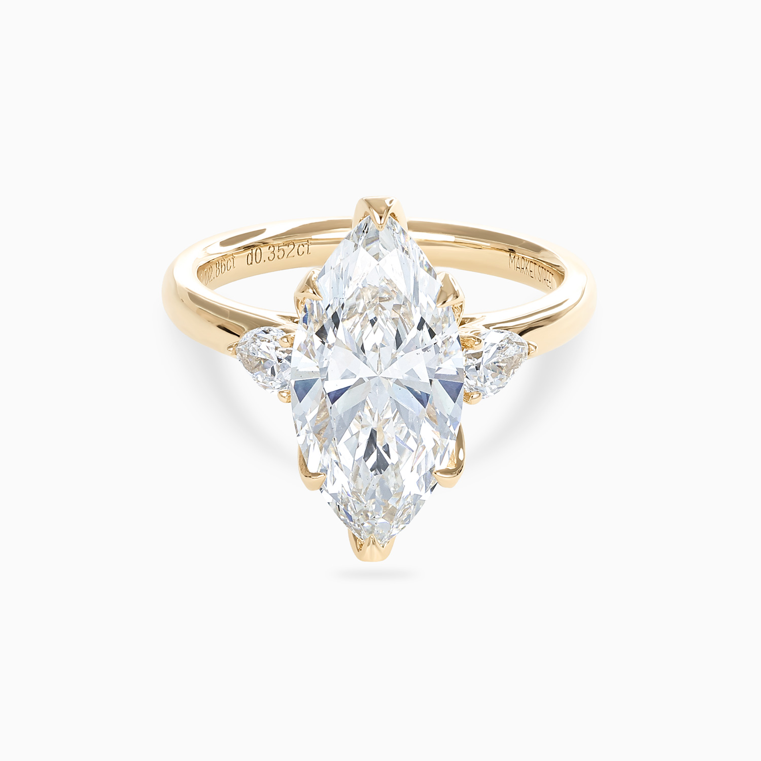 Marquise and Pear Diamond Trilogy Ring, Lab-Grown