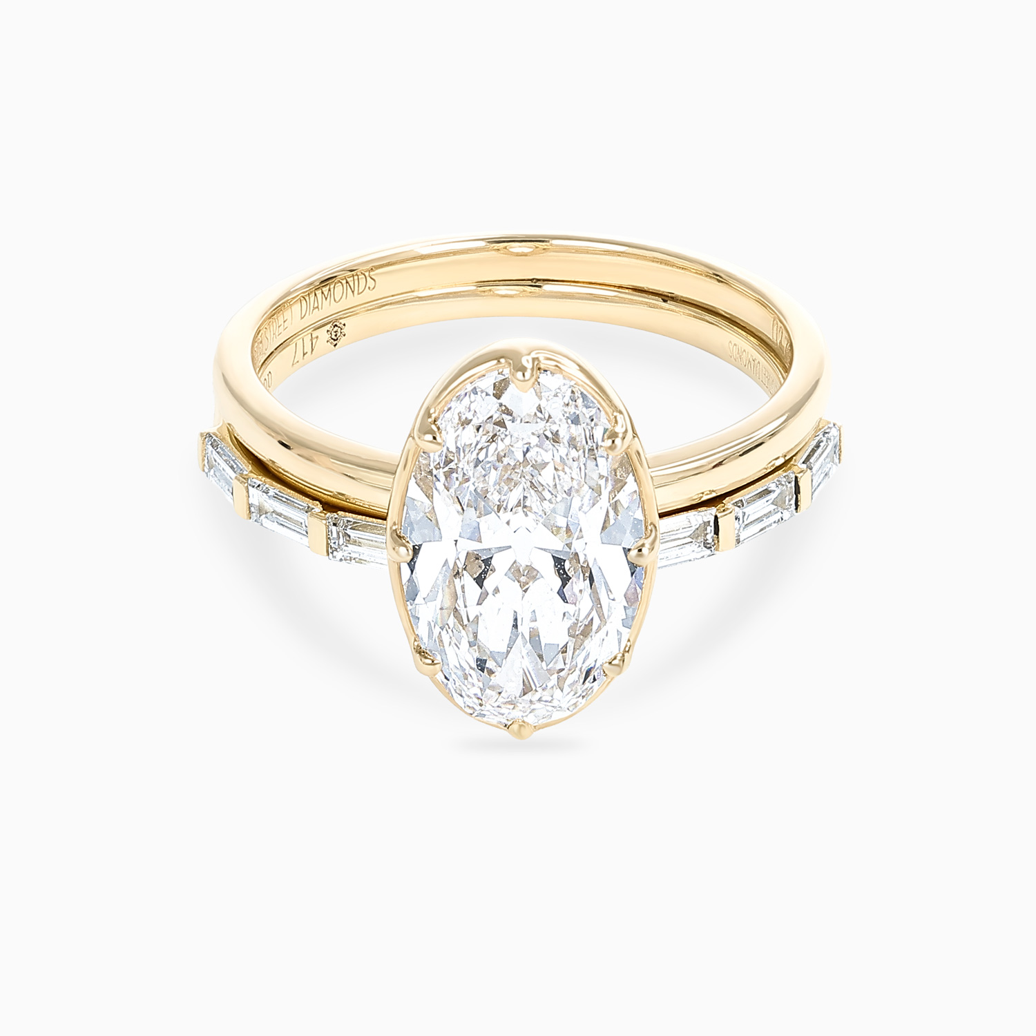 Oval Diamond Solitaire Bridal Ring Set, Lab-Grown