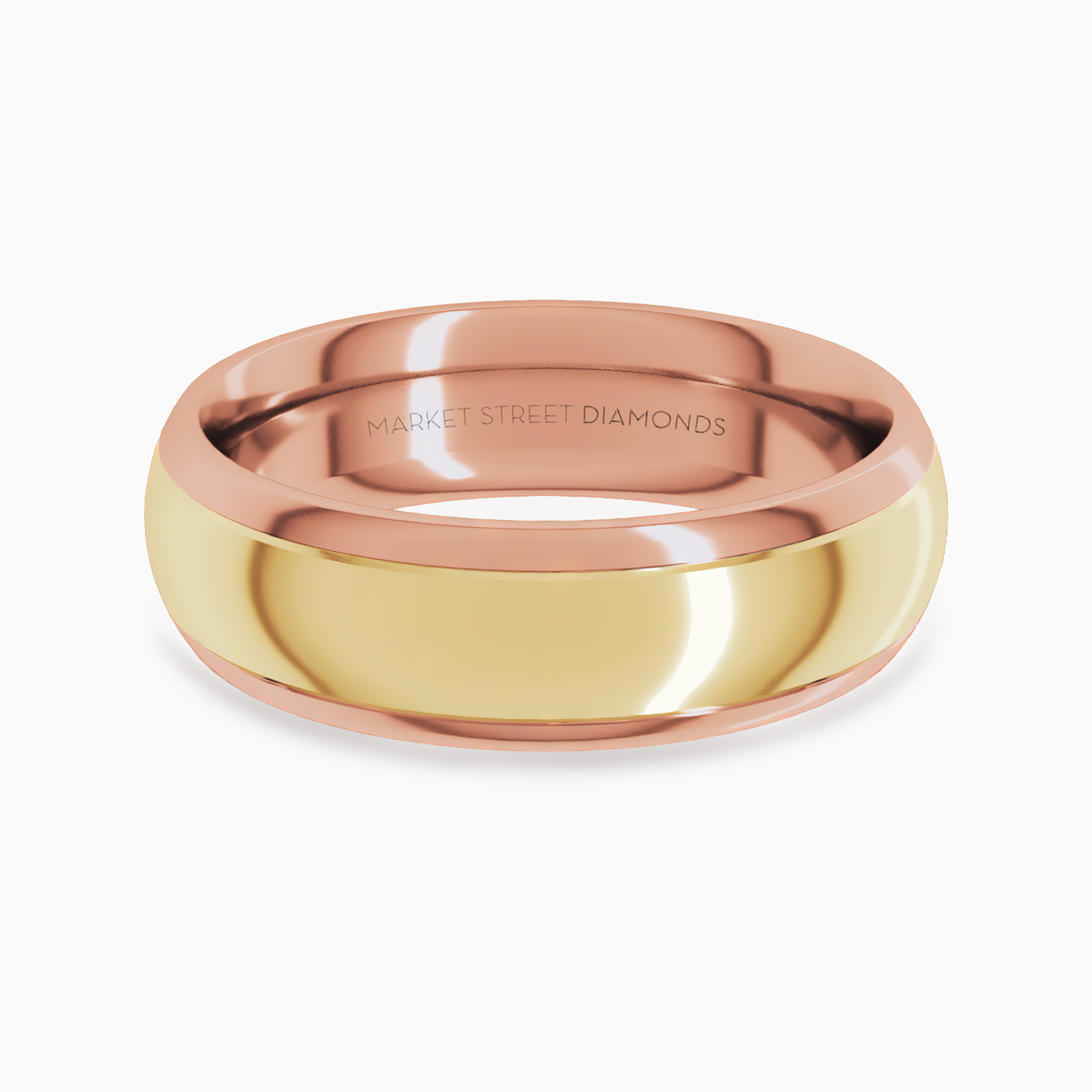 Two-Tone 6mm Contemporary Men's Wedding Band, 14k Rose and Yellow Gold*