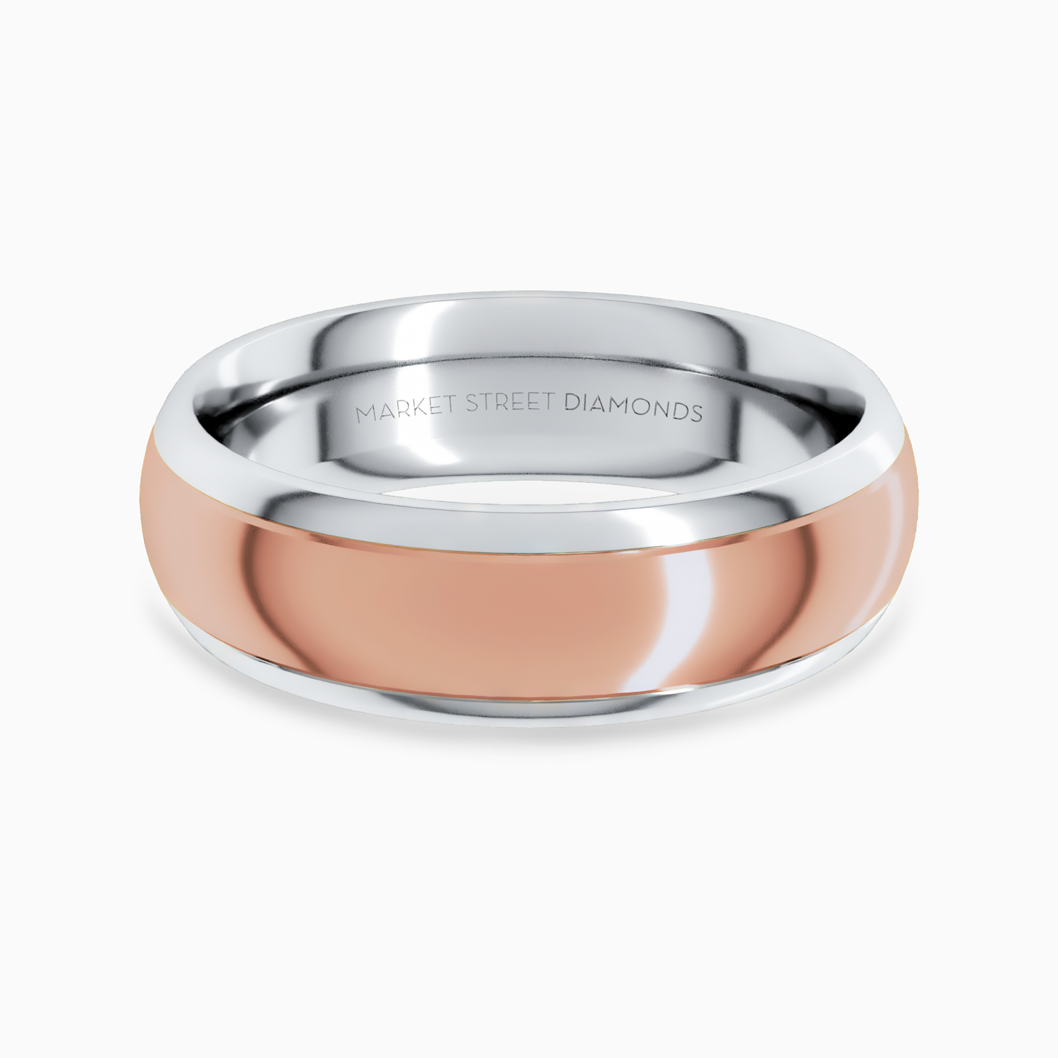 Two-Tone 6mm Contemporary Men's Wedding Band, 14k White and Rose Gold*