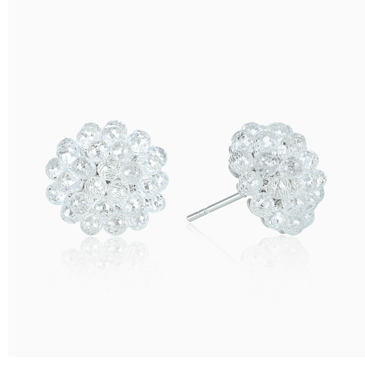 Briolette Diamond Bouquet Earrings, Lab-Grown, 18k White Gold