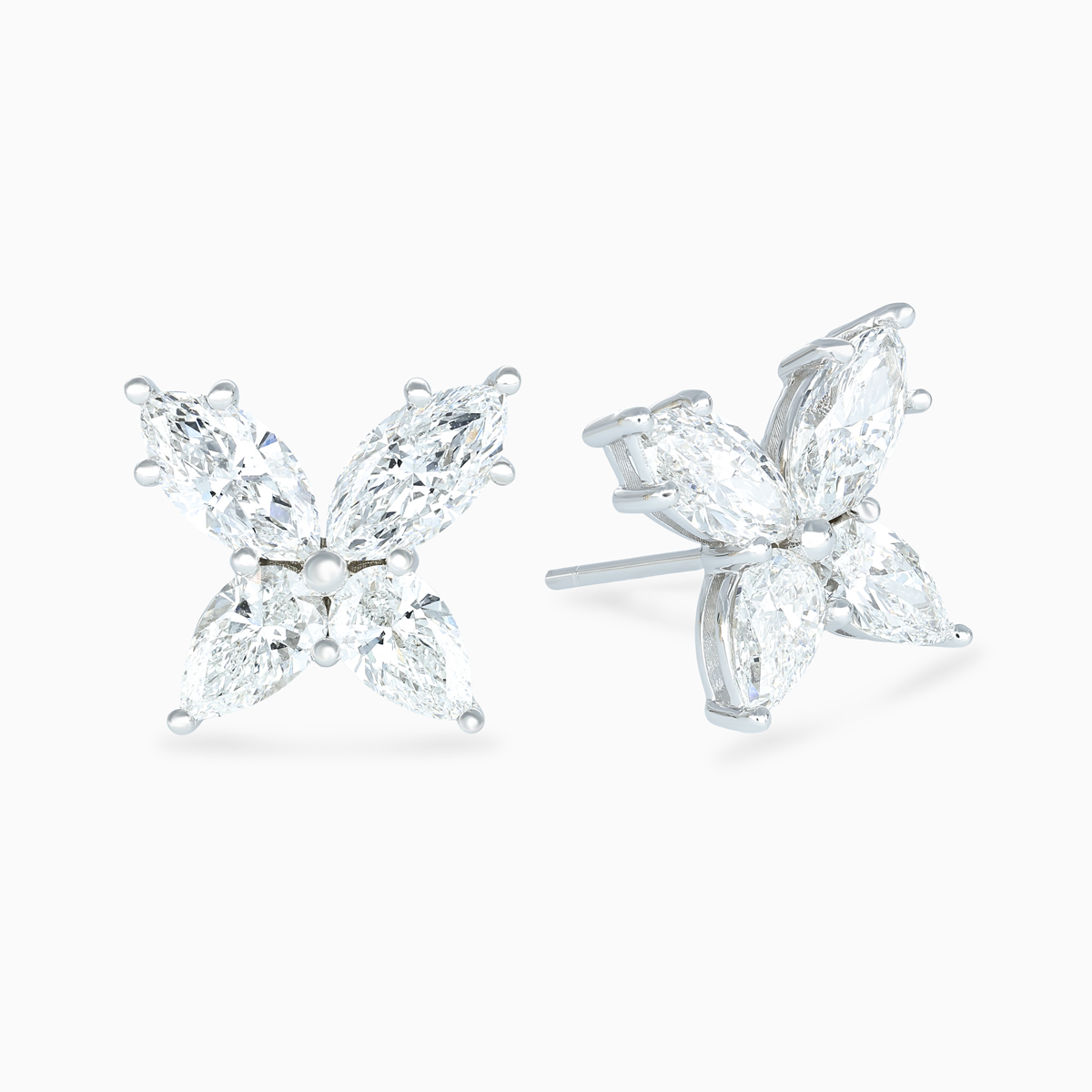 Marquise and Pear Diamond Butterfly Stud Earrings, Lab-Grown, 14k Gold