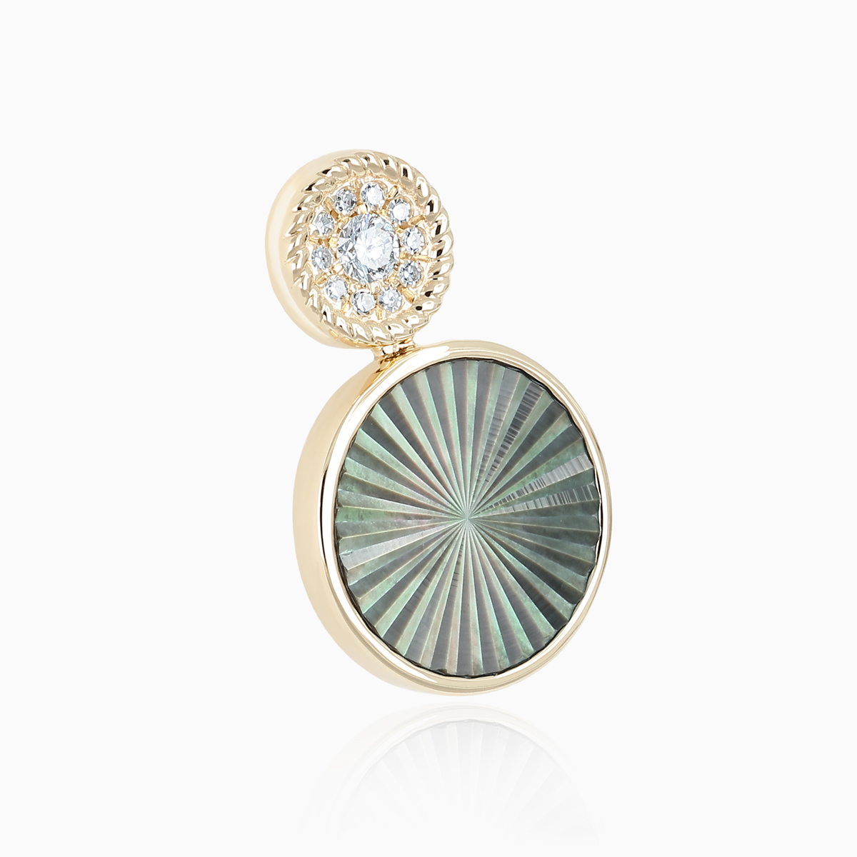 Natural Diamond and Black Mother-of-Pearl Drop Earrings, 14k Yellow Gold