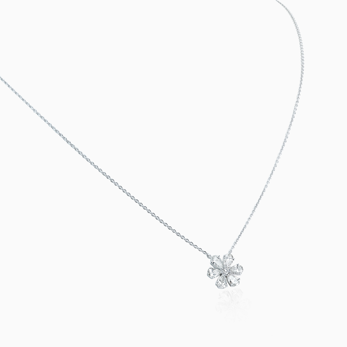 Diamond Crystalline Floral Necklace, Lab-Grown, 14k White Gold