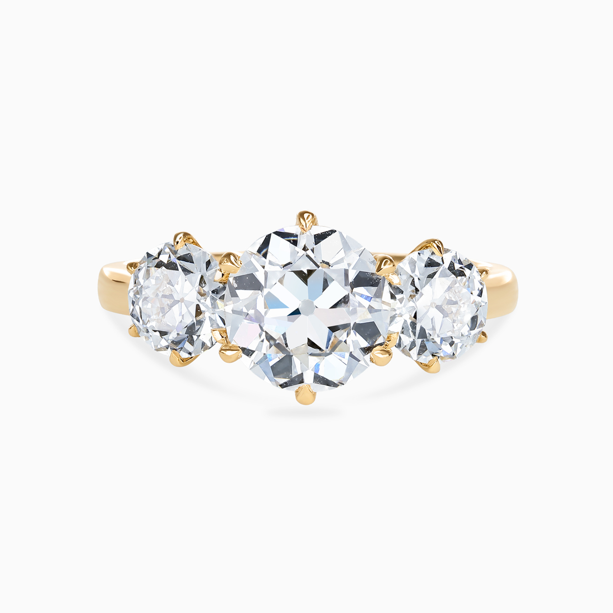 Old European-Cut Diamond Three-Stone Engagement Ring, Lab-Grown