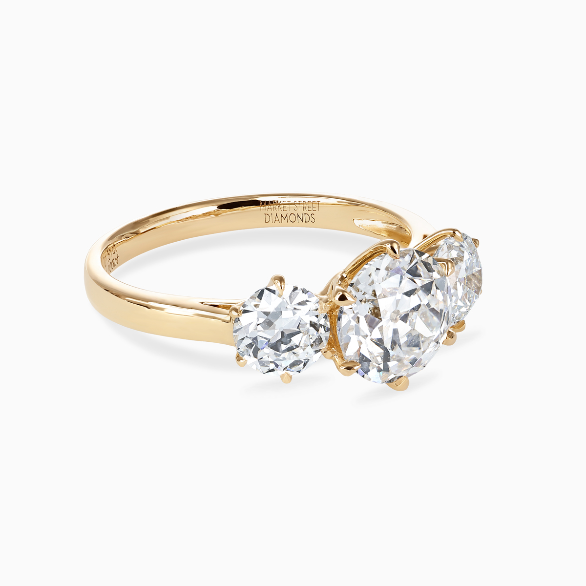 Old European-Cut Diamond Three-Stone Engagement Ring, Lab-Grown