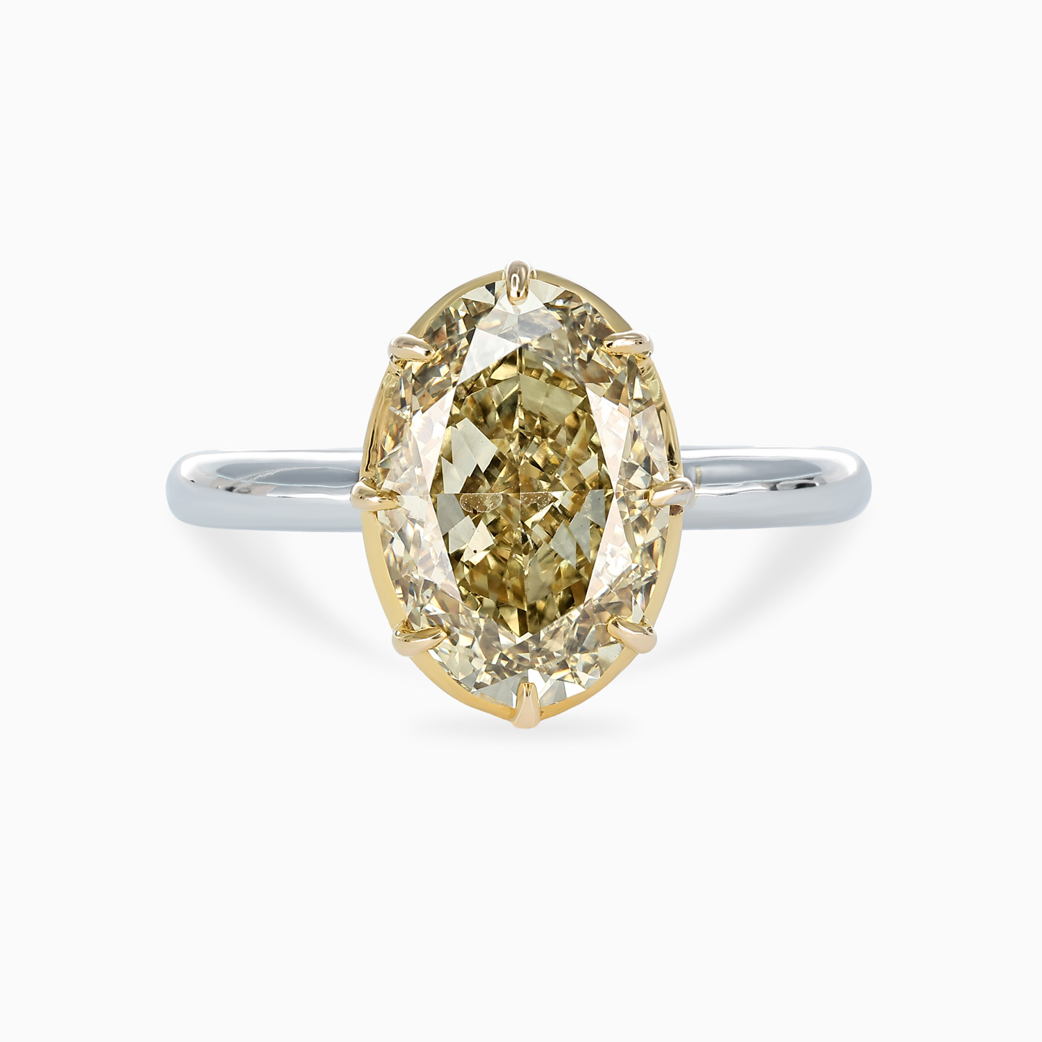 Fancy Yellow Diamond Solitaire Two-Tone Engagement Ring, 14k Gold