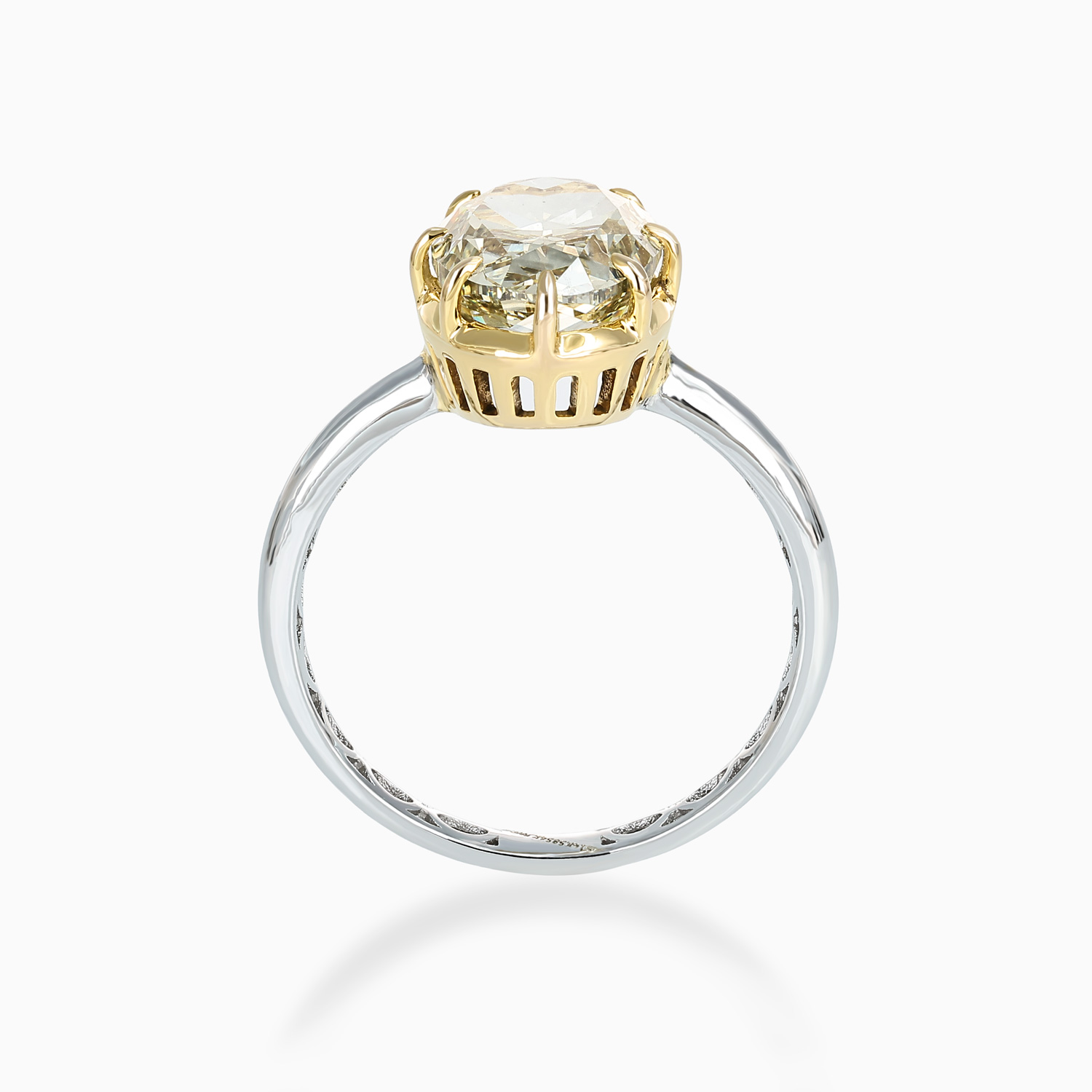 Fancy Yellow Diamond Solitaire Two-Tone Engagement Ring, 14k Gold