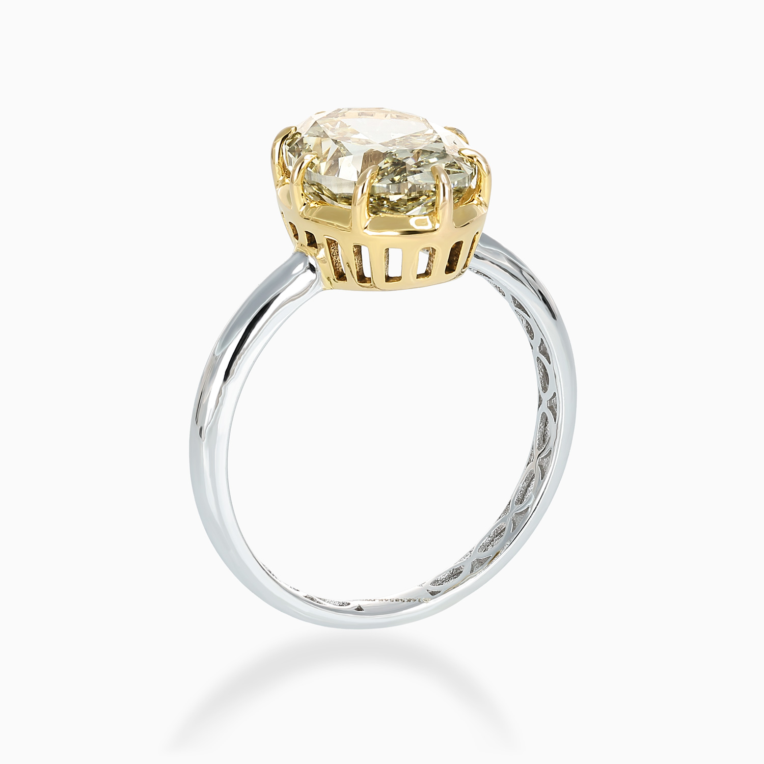 Fancy Yellow Diamond Solitaire Two-Tone Engagement Ring, 14k Gold