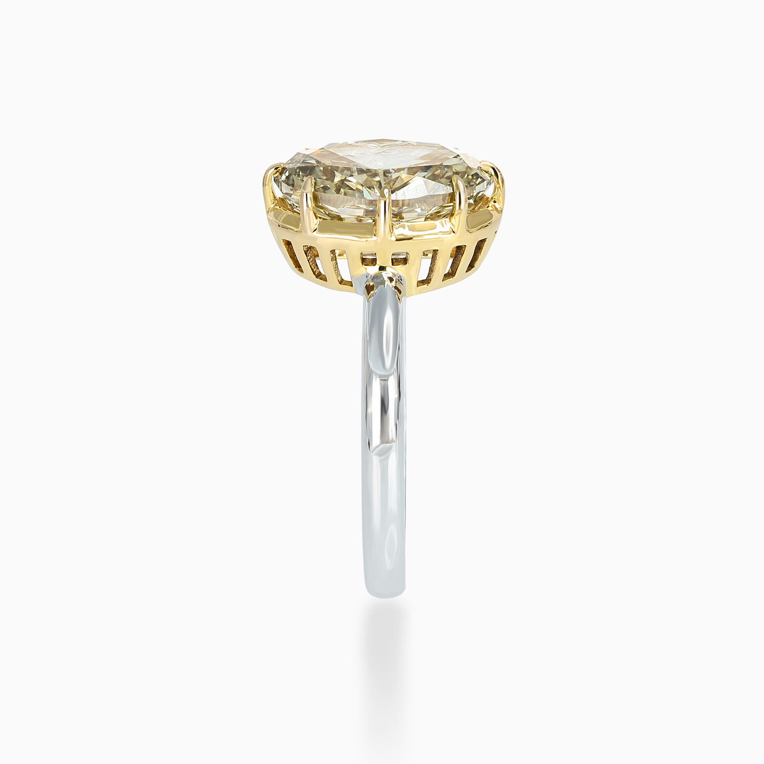 Fancy Yellow Diamond Solitaire Two-Tone Engagement Ring, 14k Gold