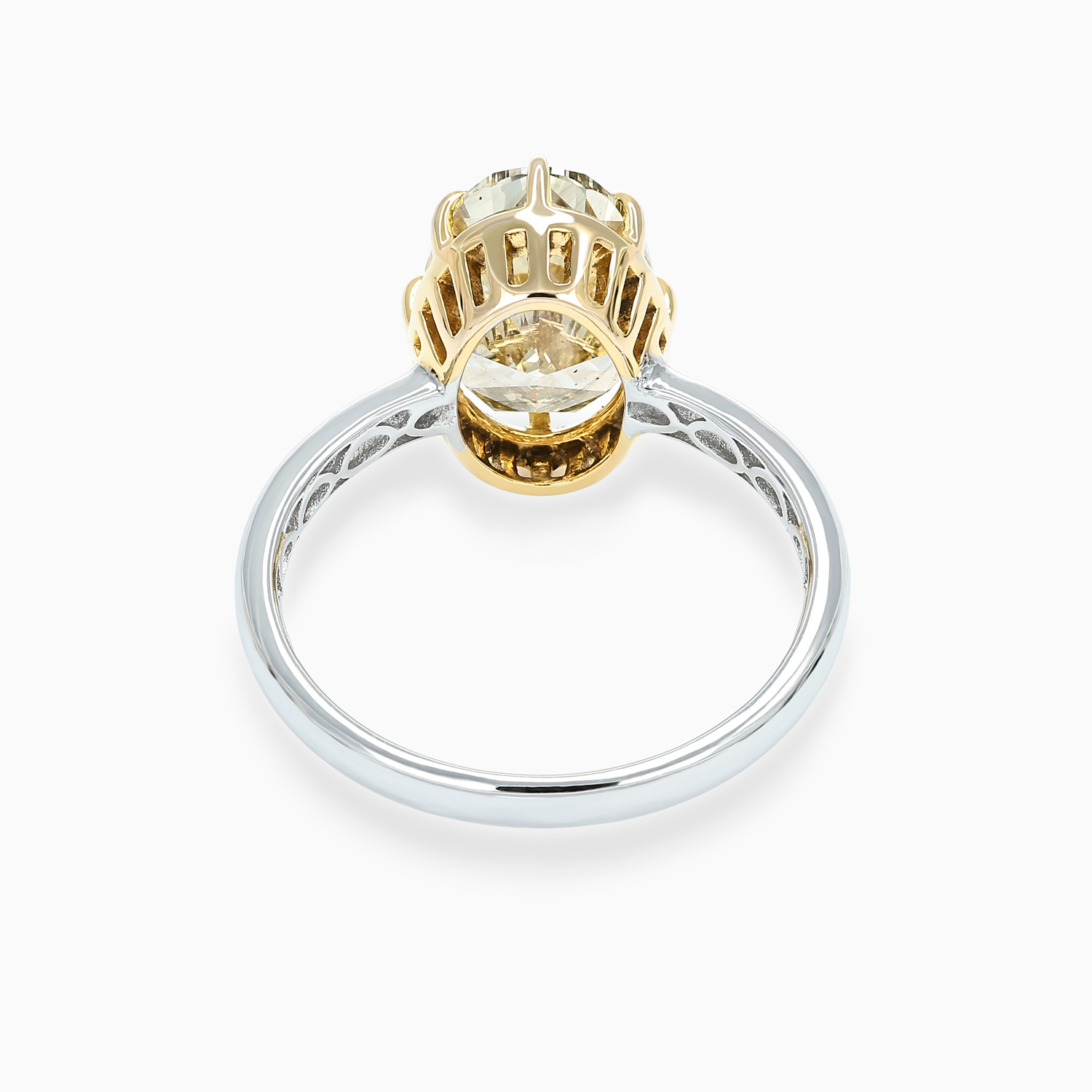 Fancy Yellow Diamond Solitaire Two-Tone Engagement Ring, 14k Gold