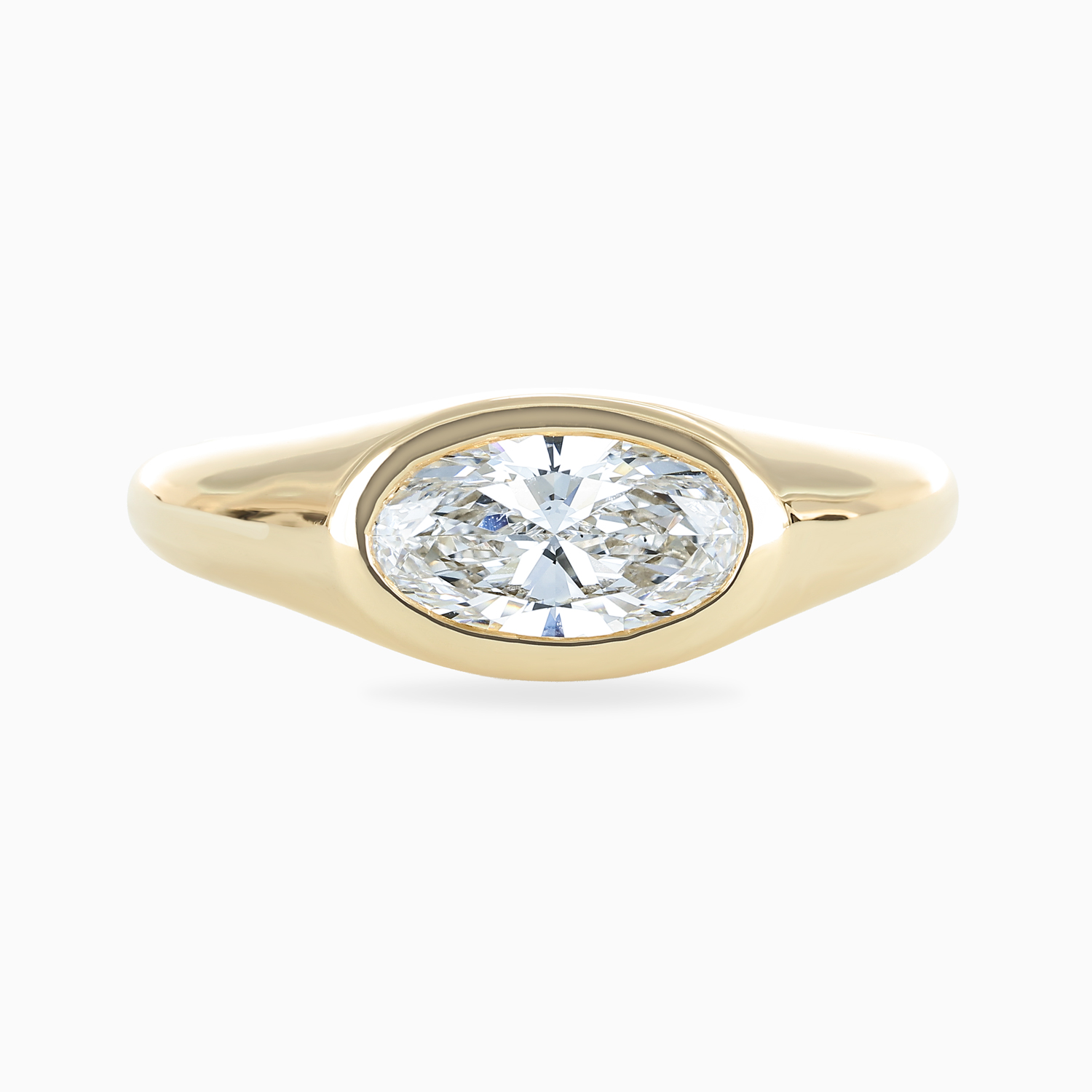 Signet-Inspired Diamond Solitaire Engagement Ring, Lab-Grown, 14k Yellow Gold