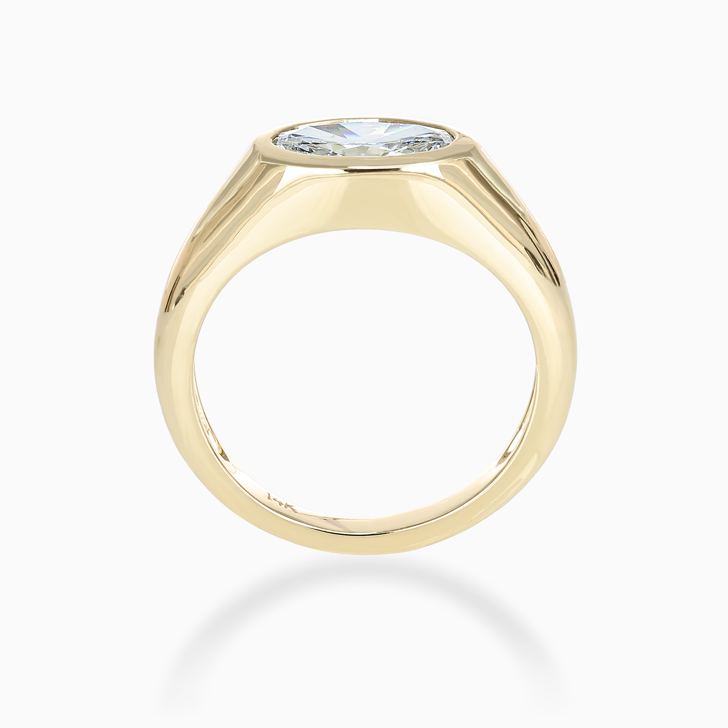 Signet-Inspired Diamond Solitaire Engagement Ring, Lab-Grown, 14k Yellow Gold