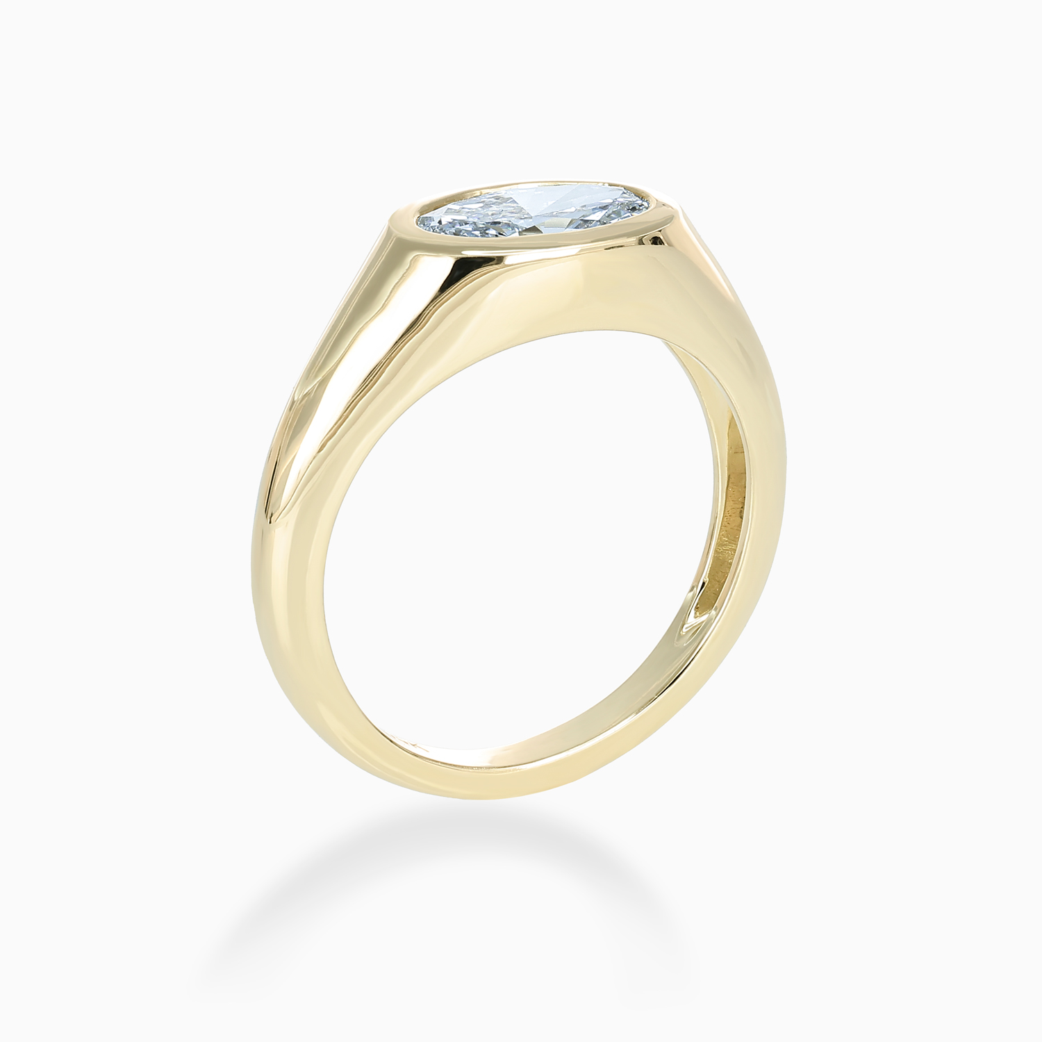 Signet-Inspired Diamond Solitaire Engagement Ring, Lab-Grown, 14k Yellow Gold