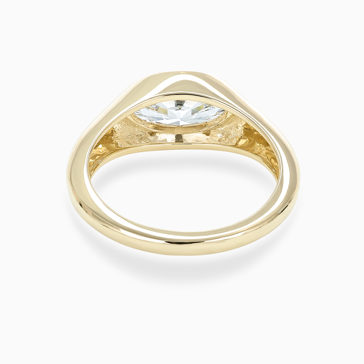 Signet-Inspired Diamond Solitaire Engagement Ring, Lab-Grown, 14k Yellow Gold