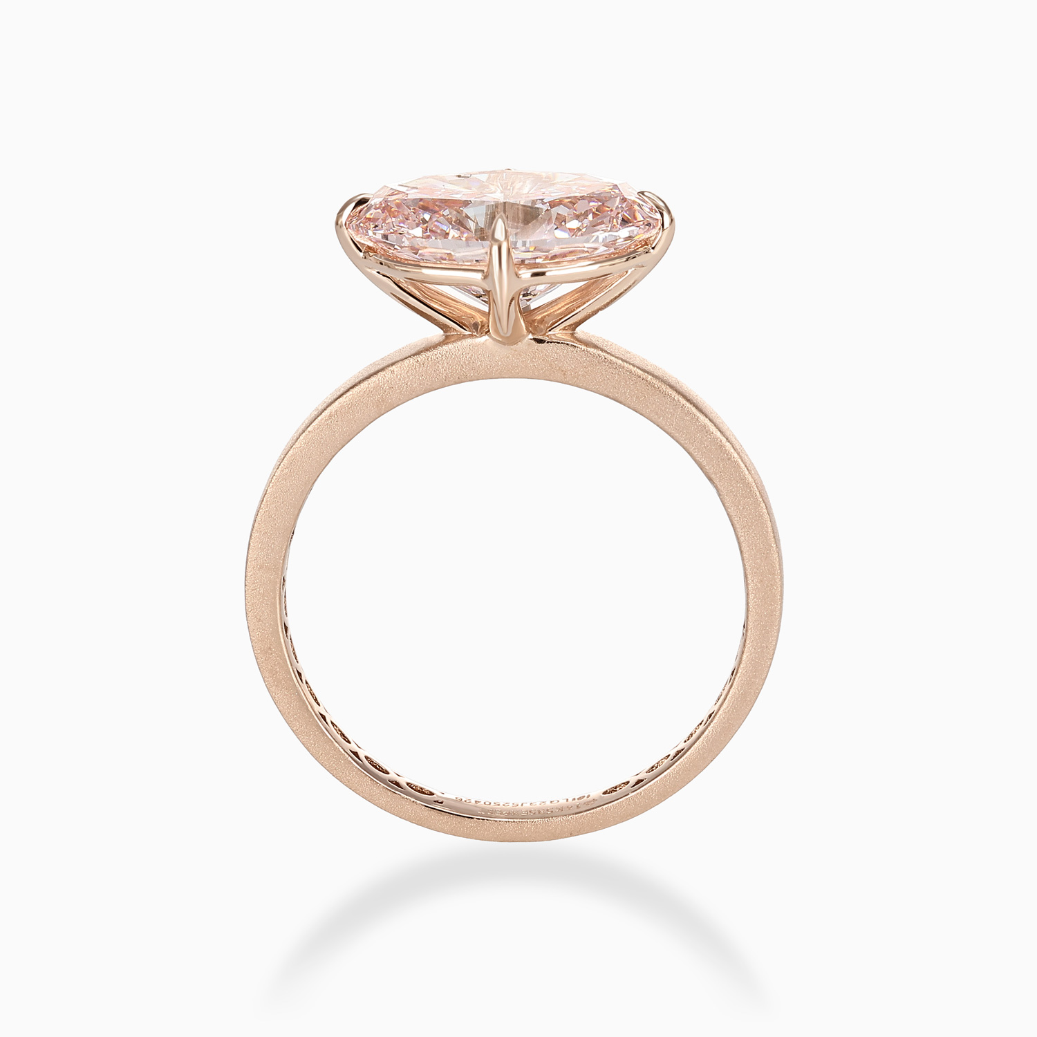 East-West Pink Diamond Solitaire Engagement Ring, 14k Rose Gold