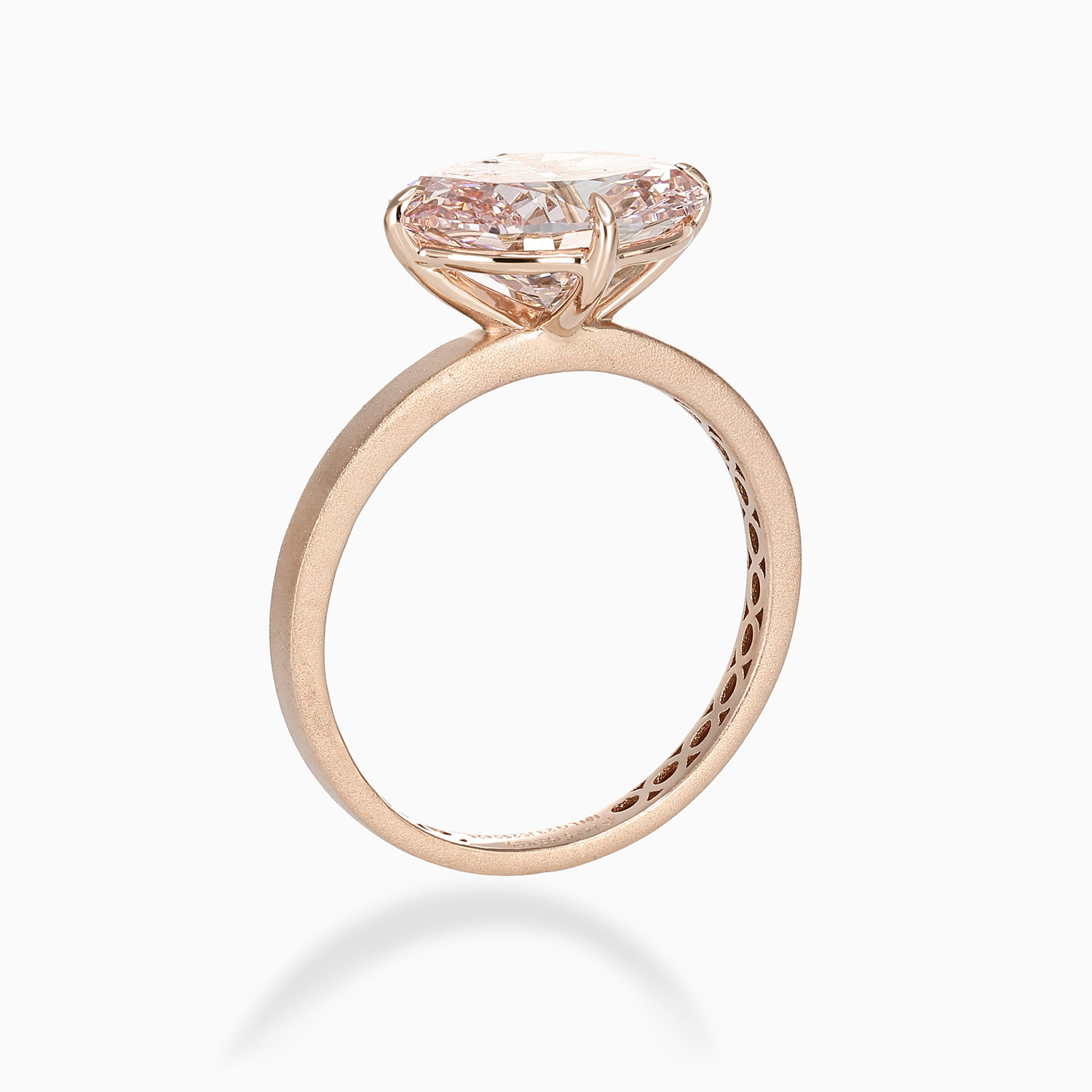 East-West Pink Diamond Solitaire Engagement Ring, 14k Rose Gold