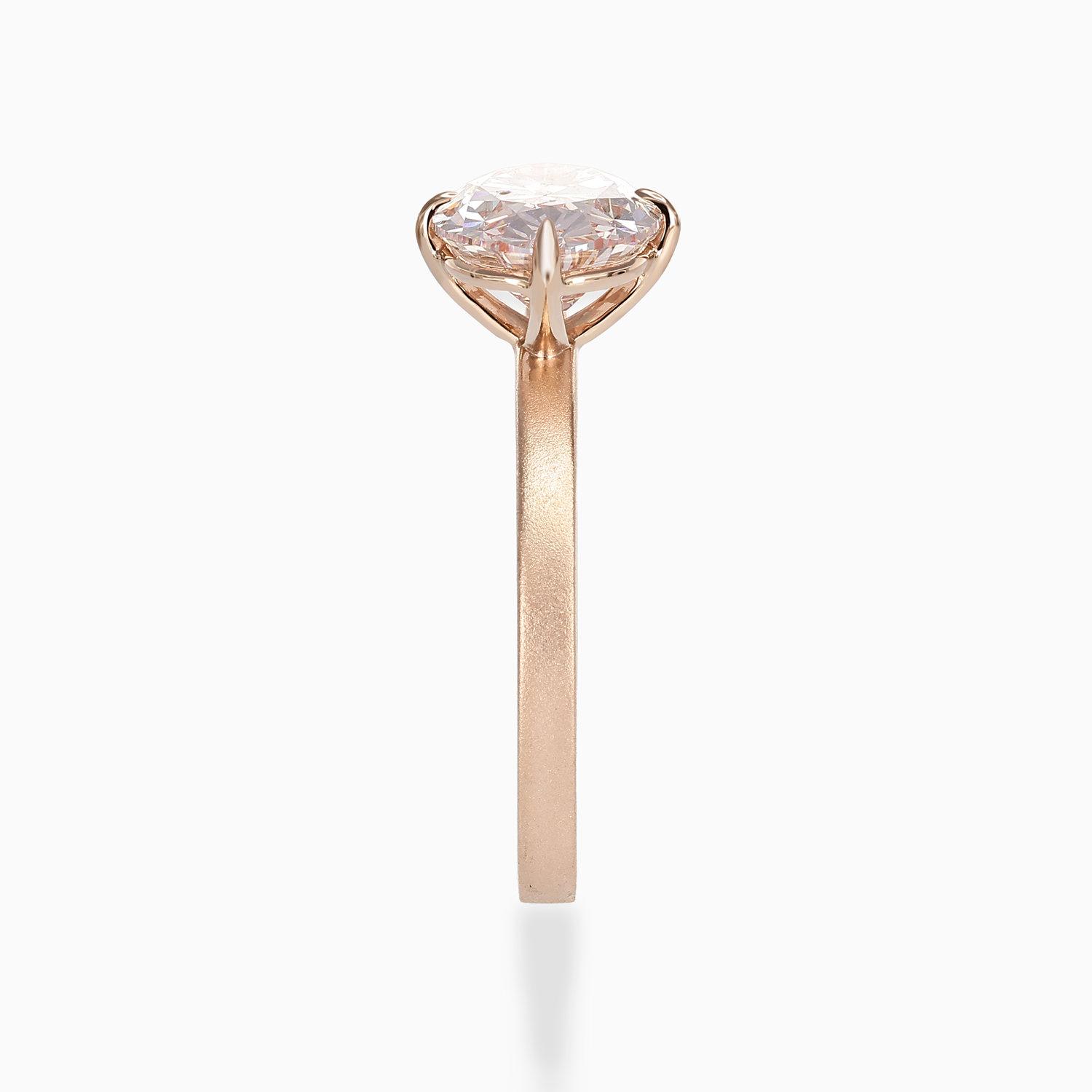 East-West Pink Diamond Solitaire Engagement Ring, 14k Rose Gold
