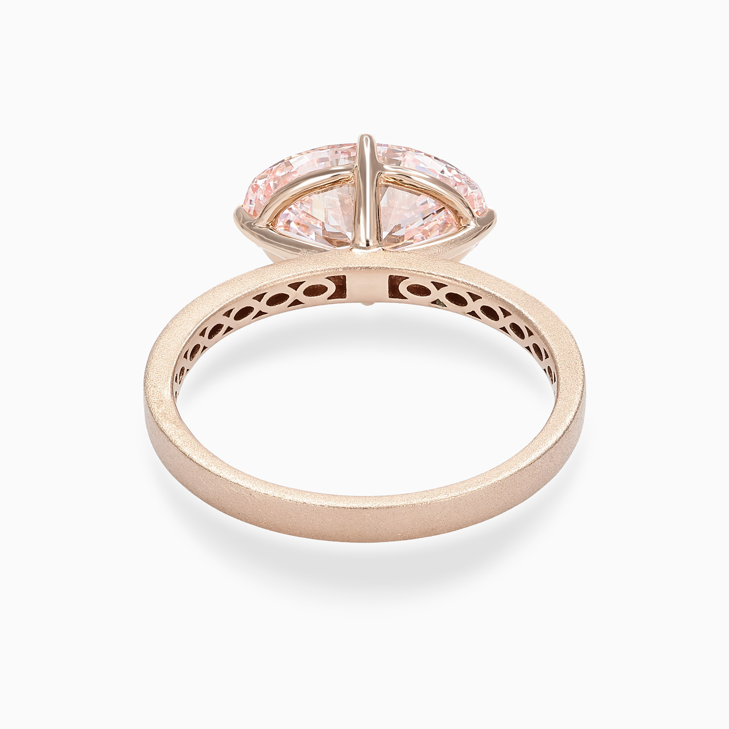 East-West Pink Diamond Solitaire Engagement Ring, 14k Rose Gold