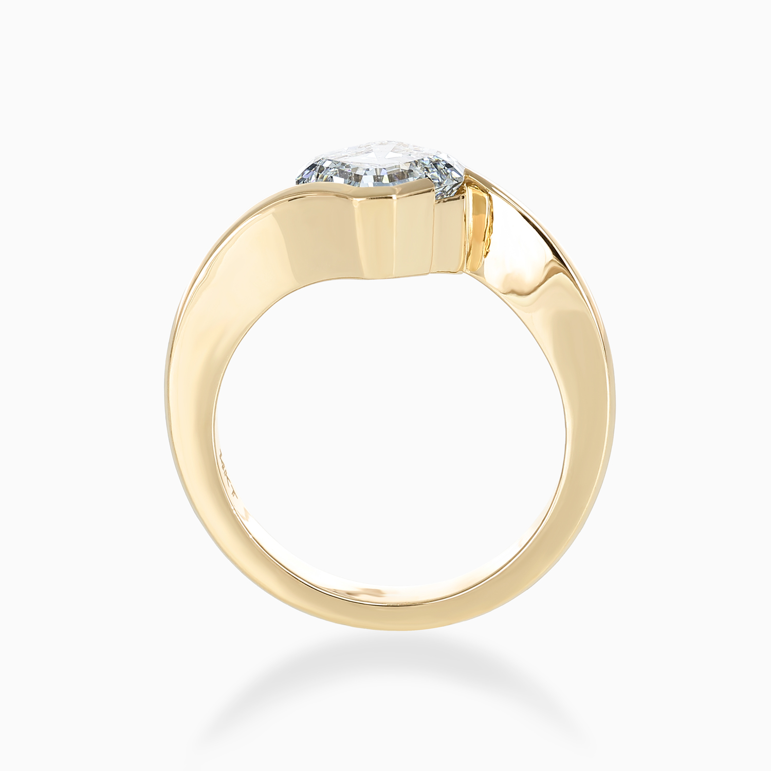Asscher-Cut Diamond Bypass Solitaire Engagement Ring, Lab-Grown, 14k Yellow Gold