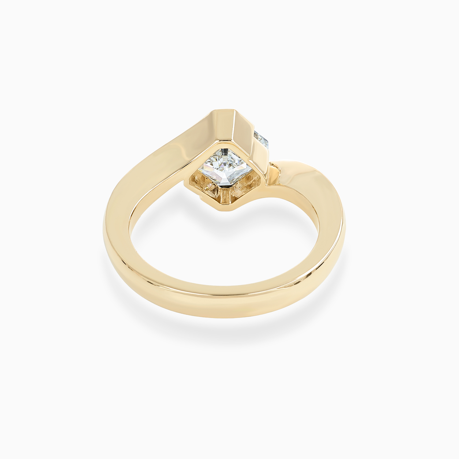 Asscher-Cut Diamond Bypass Solitaire Engagement Ring, Lab-Grown, 14k Yellow Gold