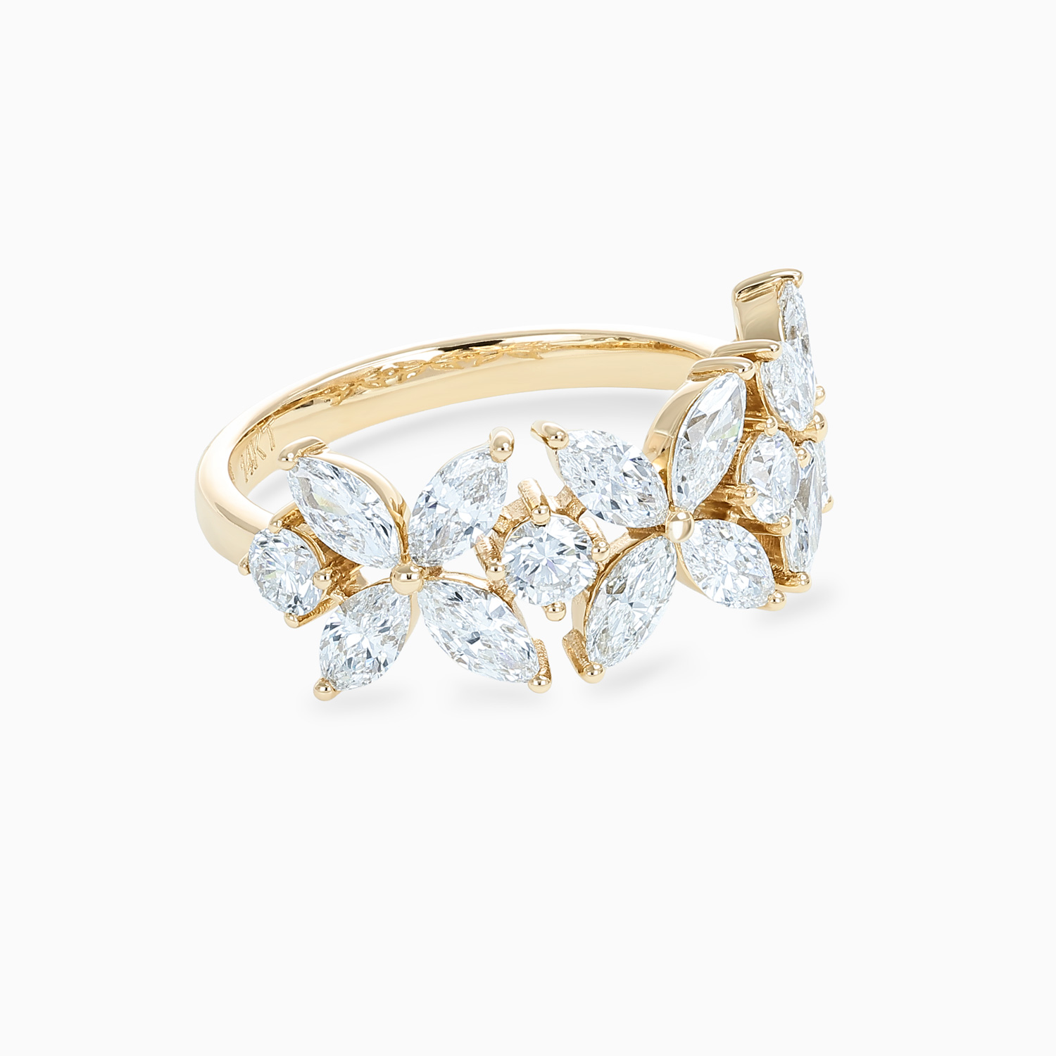 Foliate Motif Diamond Band, Lab-Grown, 14k Yellow Gold