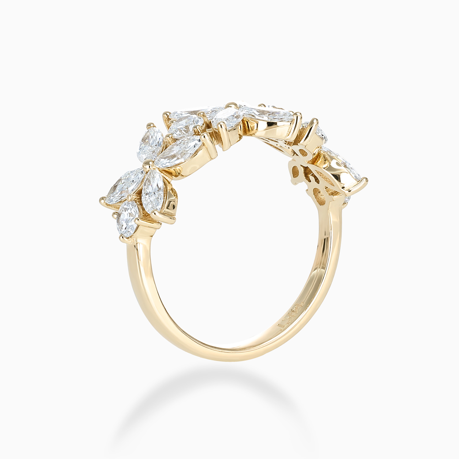 Foliate Motif Diamond Band, Lab-Grown, 14k Yellow Gold